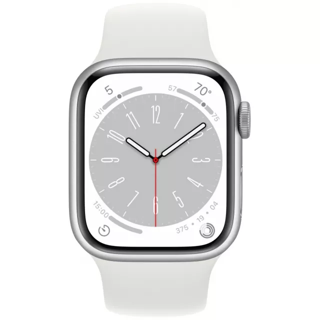 Умные часы Apple Watch Series 8 45mm Aluminum Case with Sport Band M/L (Цвет: Silver/White)