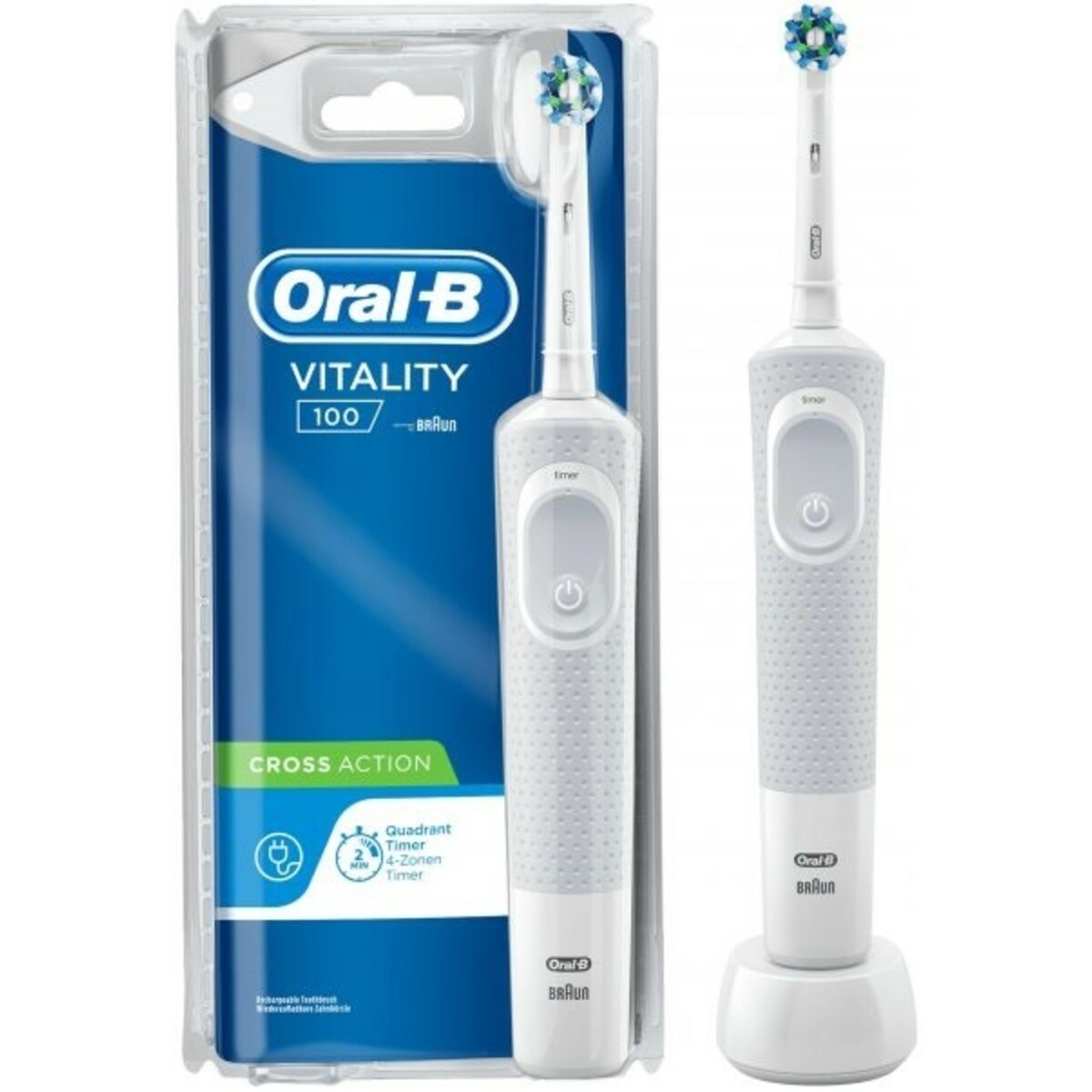 Зубная щетка электрическая Oral-B Vitality D100CROSSACTION/WH, белый