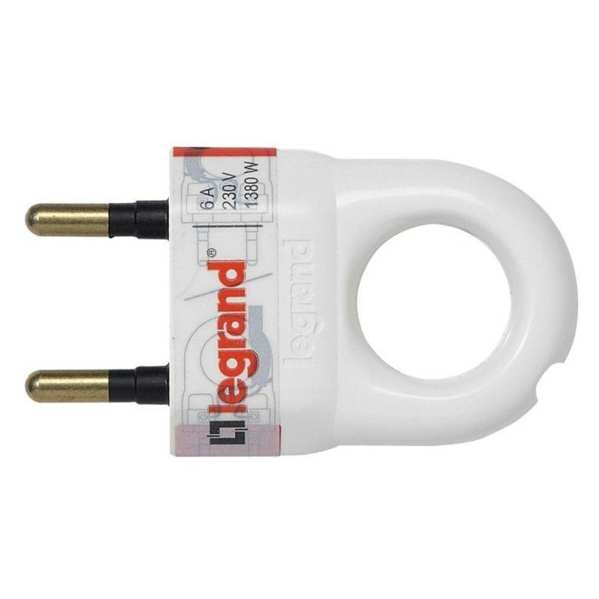 Вилка с кольцом Legrand 050162 Helium 6A (б / з) (Цвет: White)