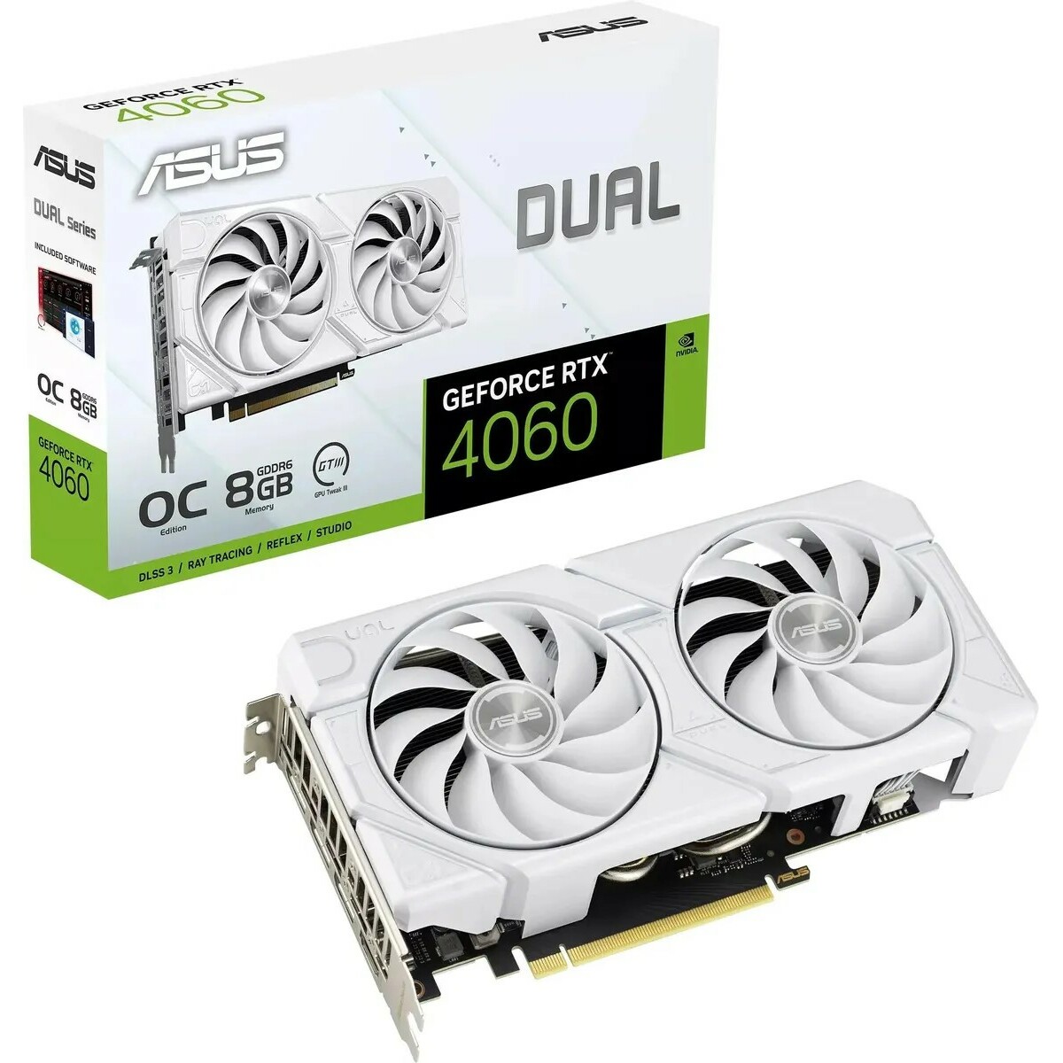 Видеокарта Asus GeForce RTX 4060 8Gb OC (DUAL-RTX4060-O8G-EVOWHITE)