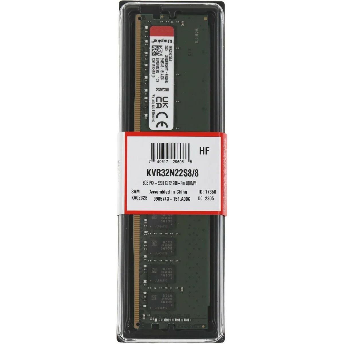 Память DDR4 8Gb 3200MHz Kingston KVR32N22S8 / 8