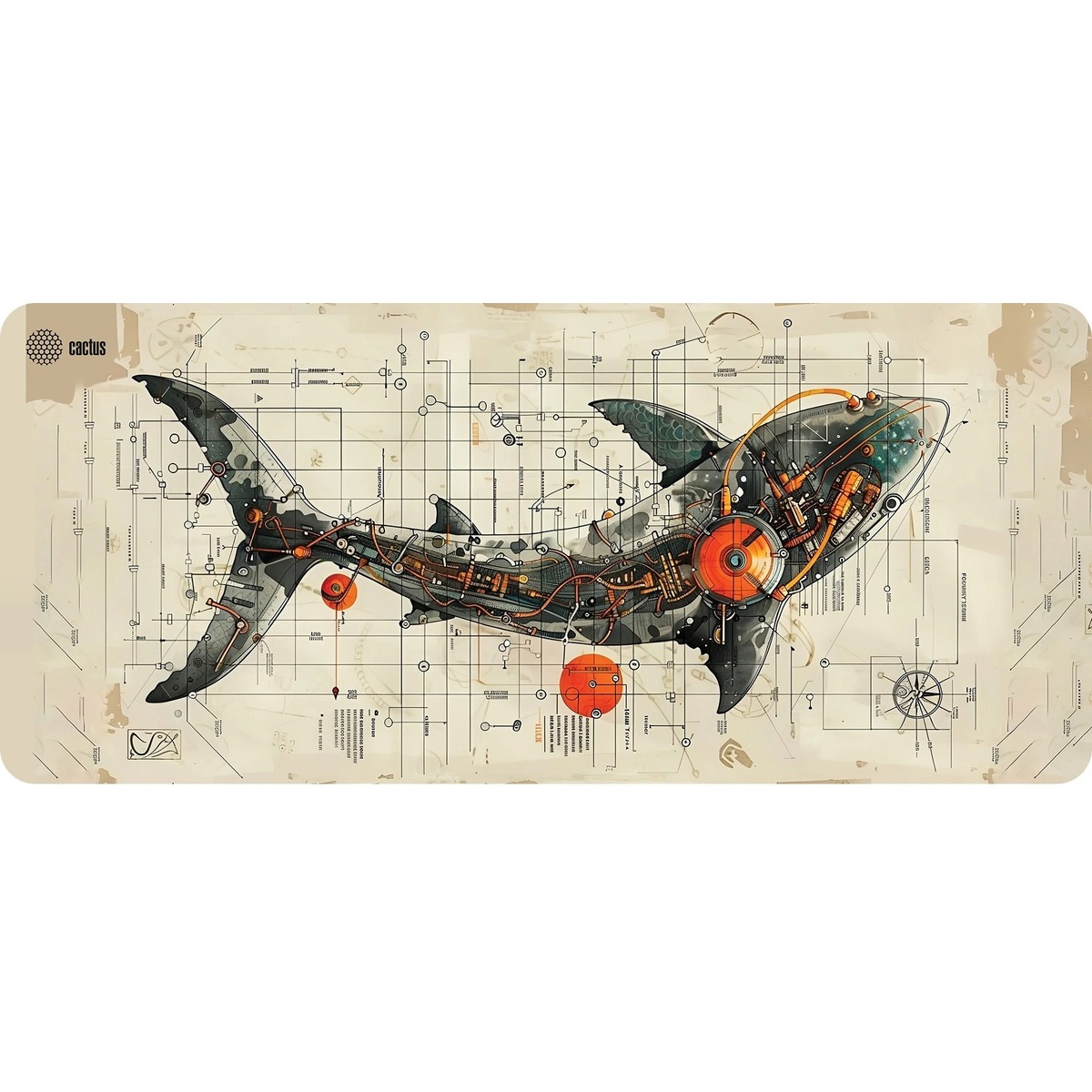 Коврик для мыши Cactus Shark (Цвет: Beige/Picture)