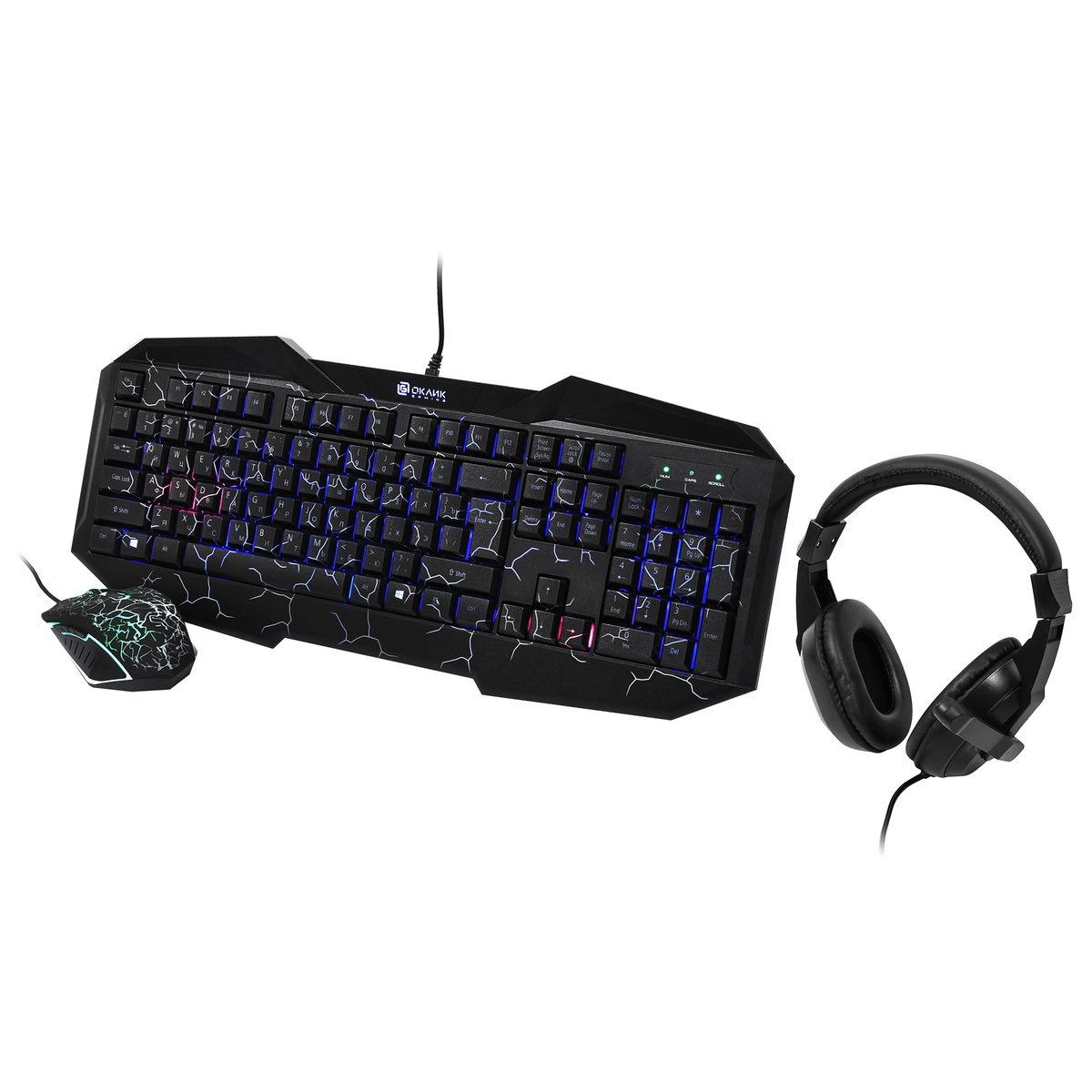 Комплект Оклик HS-HKM100G IMPERIAL (клавиатура, мышь, гарнитура) (Цвет: Black)