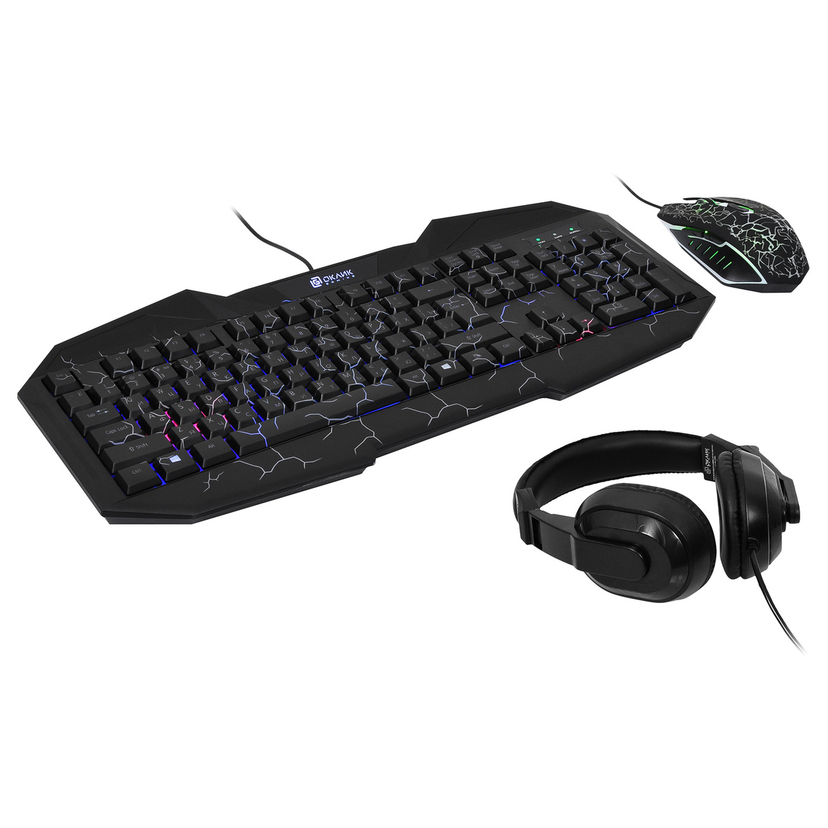Комплект Оклик HS-HKM100G IMPERIAL (клавиатура, мышь, гарнитура) (Цвет: Black)