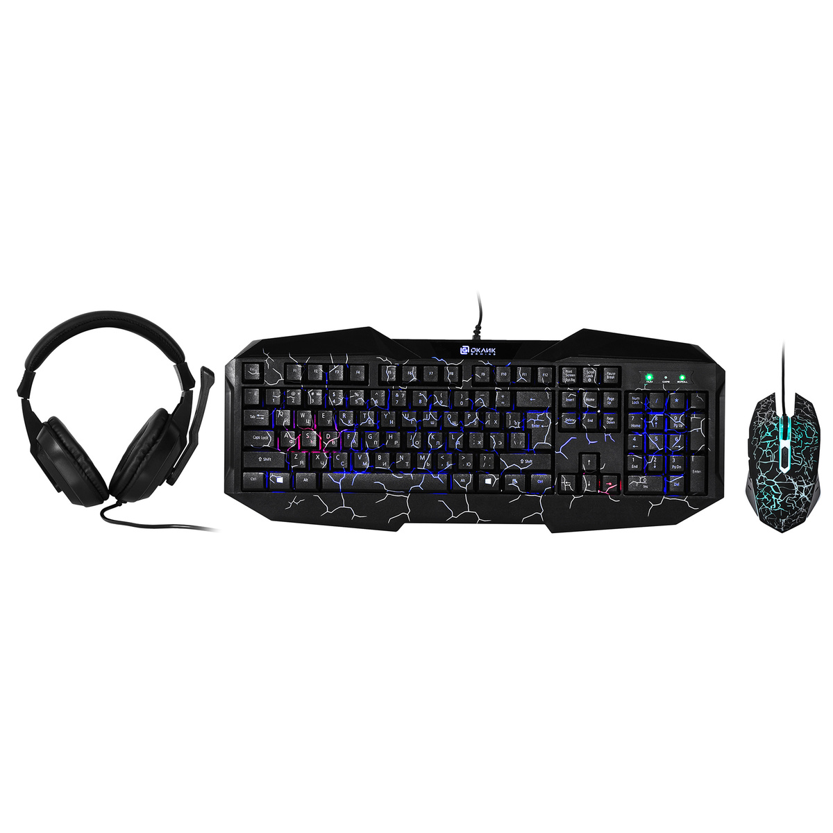 Комплект Оклик HS-HKM100G IMPERIAL (клавиатура, мышь, гарнитура) (Цвет: Black)