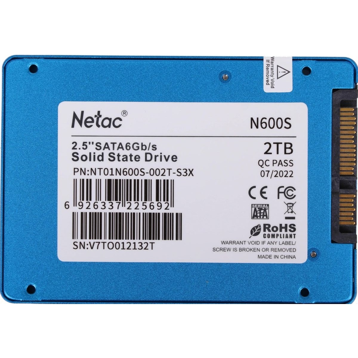 Накопитель SSD Netac SATA III 2Tb NT01N600S-002T-S3X N600S 2.5