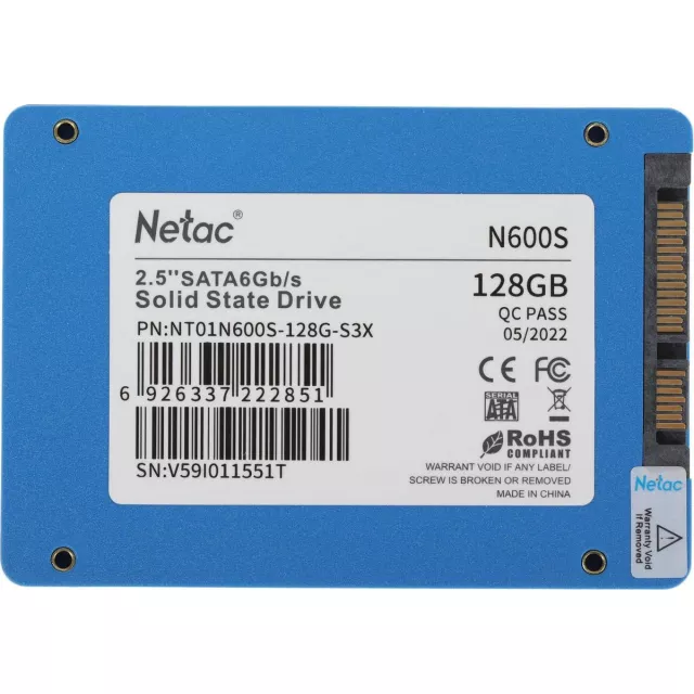 Накопитель SSD Netac SATA III 128Gb NT01N600S-128G-S3X