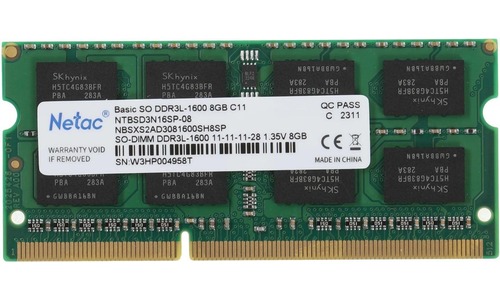Память DDR3L 8Gb 1600MHz Netac NTBSD3N16SP-08 Basic RTL PC3-12800 CL11 ...