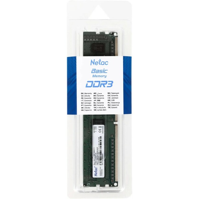 Память DDR3 4Gb 1600MHz Netac NTBSD3P16SP-04 Basic RTL PC3-12800 CL11 DIMM 240-pin 1.5В Память DDR3 4Gb 1600MHz Netac NTBSD3P16SP-04 Basic RTL PC3-12800 CL11 DIMM 240-pin 1.5В