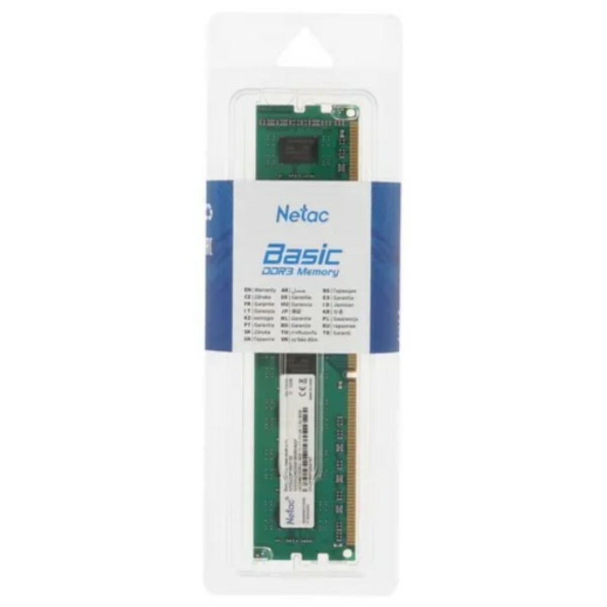 Память DDR3 8Gb 1600MHz Netac NTBSD3P16SP-08 Basic RTL PC3-12800 CL11 DIMM 240-pin 1.5В