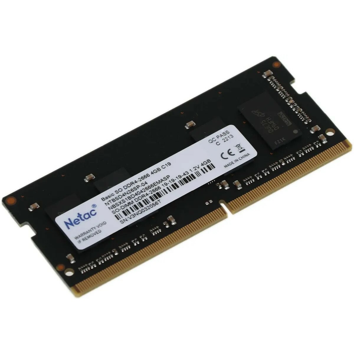 Память DDR4 4Gb 2666MHz Netac NTBSD4N26SP-04 Basic OEM PC4-21300 CL19 SO-DIMM 260-pin 1.2В single rank