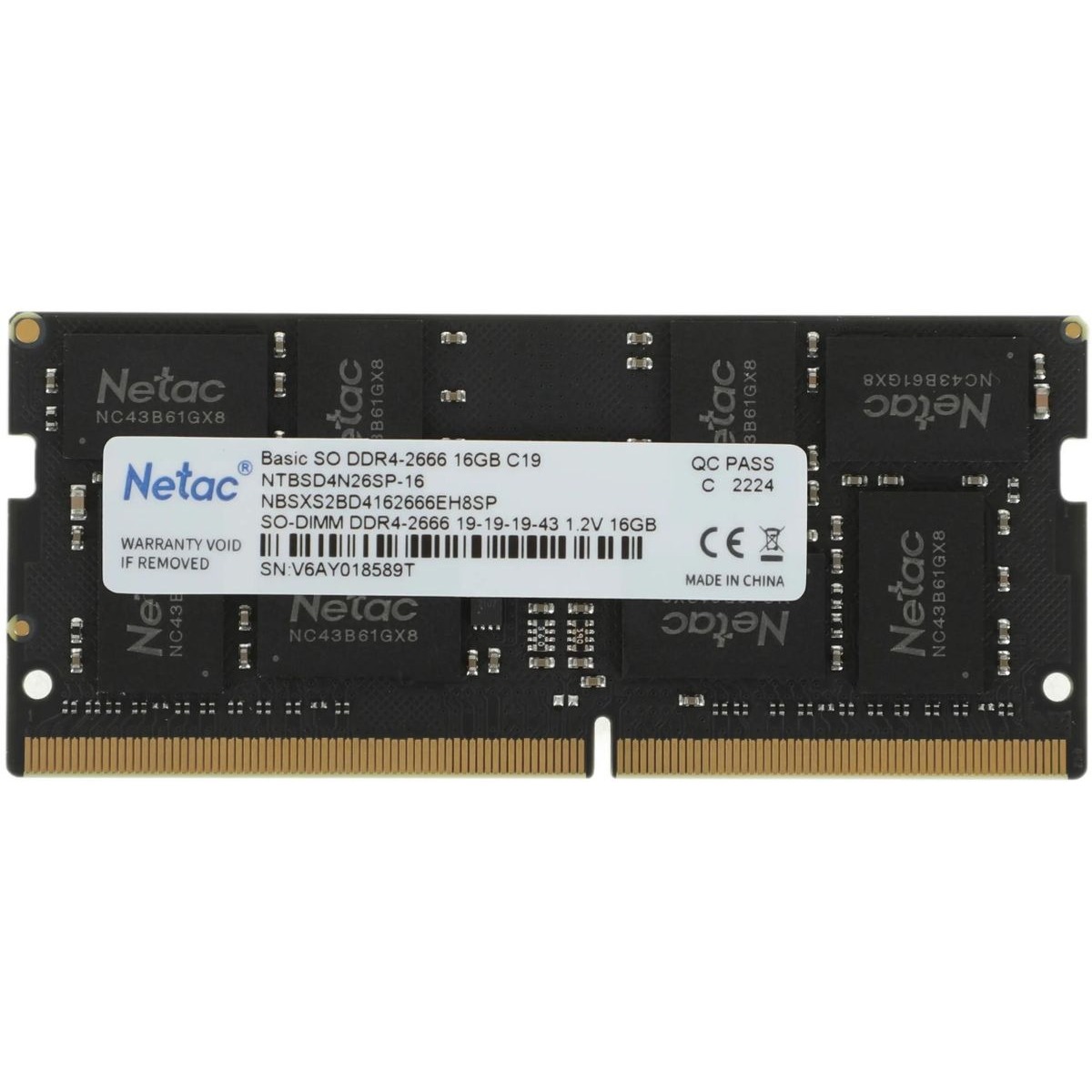 Память DDR4 16Gb 2666MHz Netac NTBSD4N26SP-16