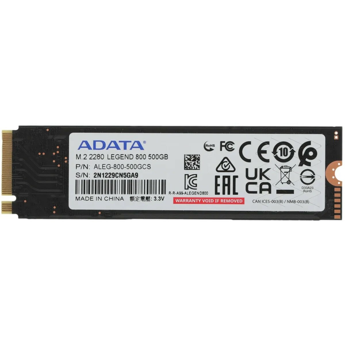 Накопитель SSD ADATA 500GB M.2 2280 ALEG-800-500GCS 