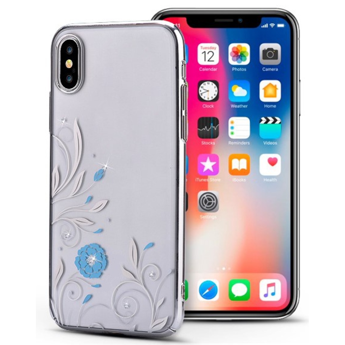 Чехол-накладка Devia Crystal Petunia case для смартфона iPhone X / XS (Цвет: Silver)