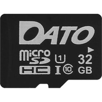 Карта памяти microSDHC Dato DTTF032GUIC10 Class10 32Gb (w/o adapter), черный