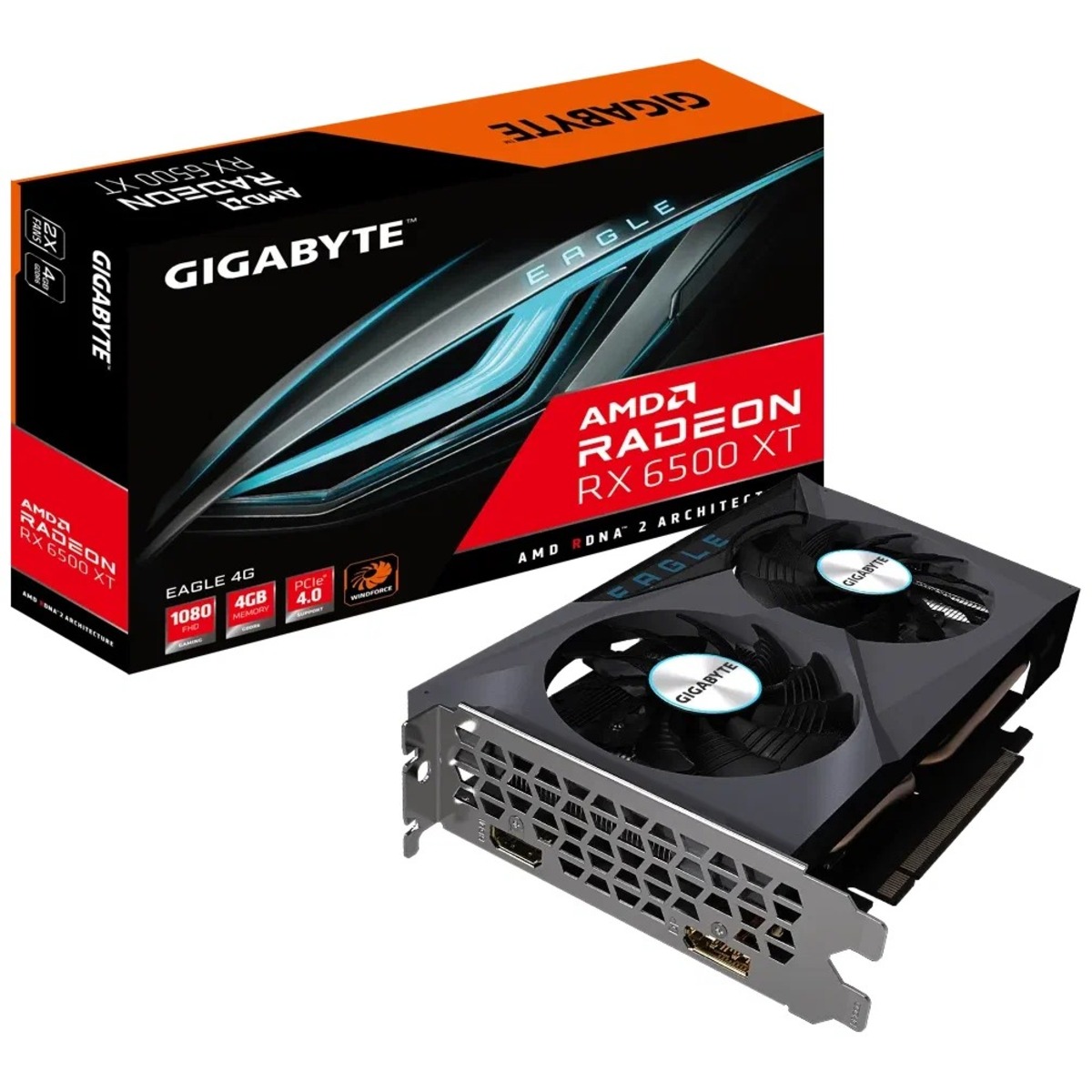 Видеокарта GIGABYTE Radeon RX 6500 XT EAGLE 4G (GV-R65XTEAGLE-4GD)