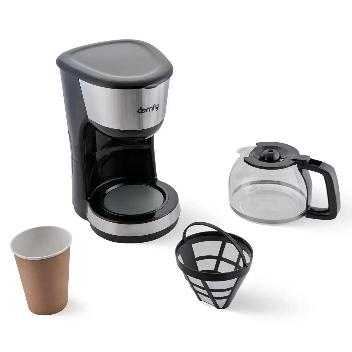 Кофеварка капельная Domfy metal DSM-CM301 (Цвет: Black/Silver)