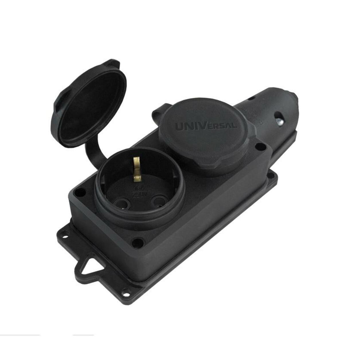 Колодка Universal КОМПАКТ (2 розетки) (Цвет: Black)
