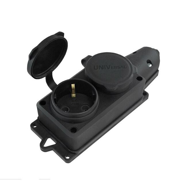 Колодка Universal КОМПАКТ (2 розетки) (Цвет: Black)