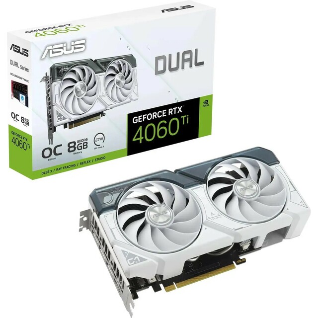 Видеокарта Asus GeForce RTX 4060TI 8Gb (DUAL-RTX4060TI-O8G-WHITE)