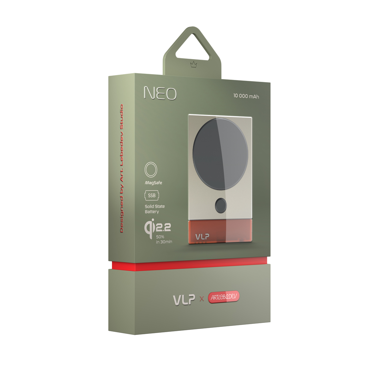 Аккумулятор внешний VLP NEO MagSafe, Qi2.2, 10000 mAh, 3A, USB-C, Amber, серый