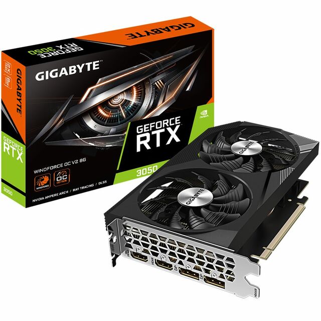 Видеокарта Gigabyte GeForce RTX 3050 WINDFORCE OC V2 8G (GV-N3050WF2OCV2-8GD)