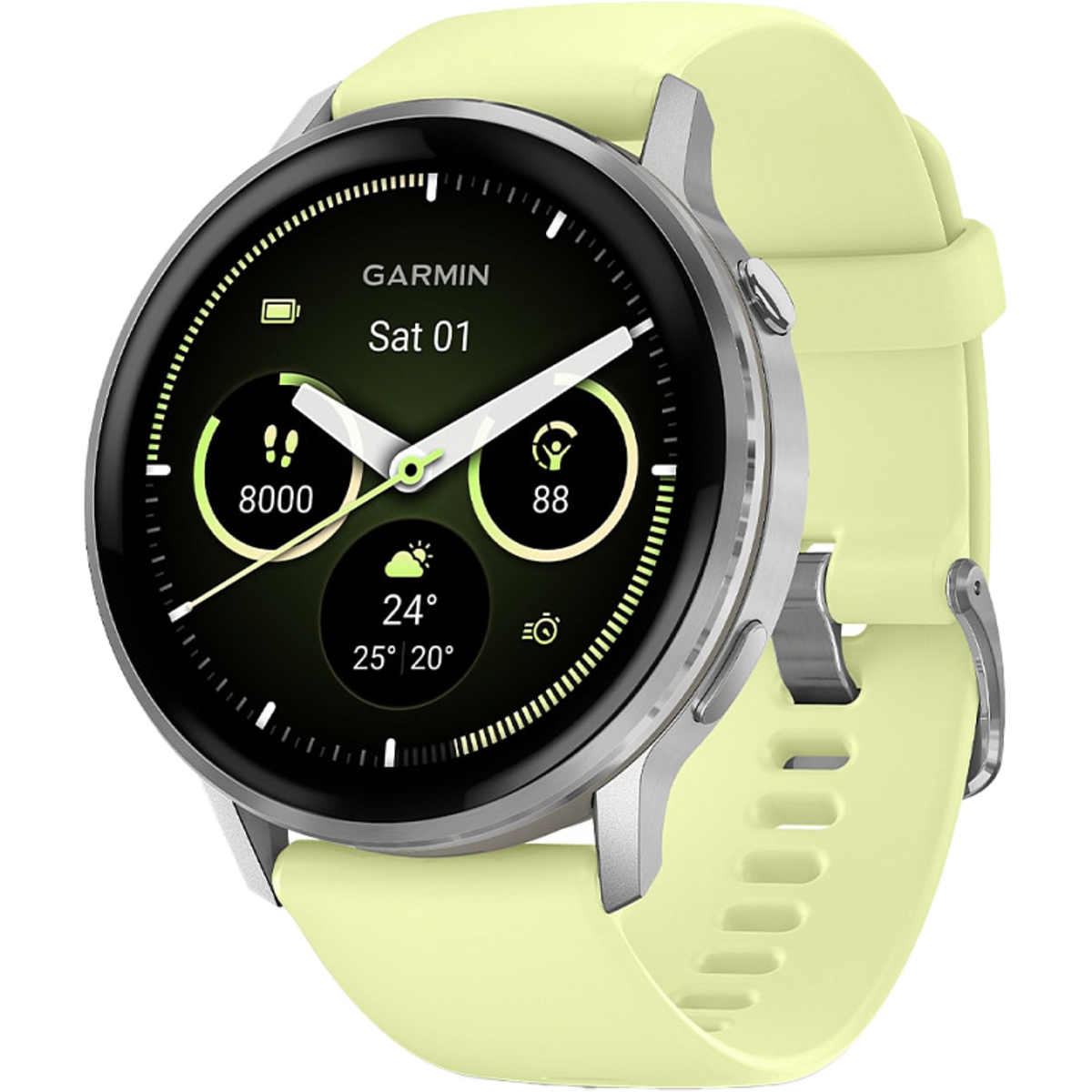 Умные Часы Garmin Venu 4 45mm (Цвет: Silver / Citron Silicone)