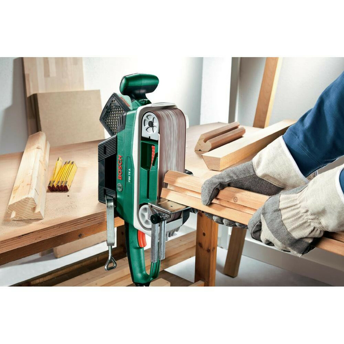 Ленточная шлифовальная машина Bosch PBS 75 A (Цвет: Green)