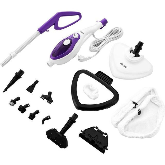 Швабра паровая Kitfort KT-1004-4 (Цвет: White / Purple)