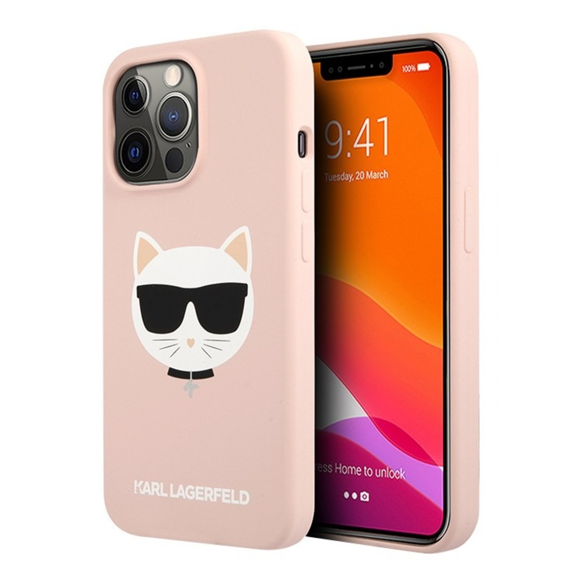 Чехол-накладка Karl Lagerfeld Liquid Silicone Case Choupette Head для смартфона Apple iPhone 13 Pro (Цвет: Light Rose)