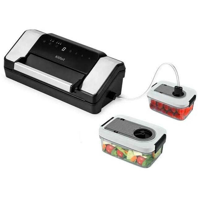 Вакуумный упаковщик Kitfort КТ-1532 (Цвет: Black / Silver) Вакуумный упаковщик Kitfort КТ-1532 (Цвет: Black / Silver)