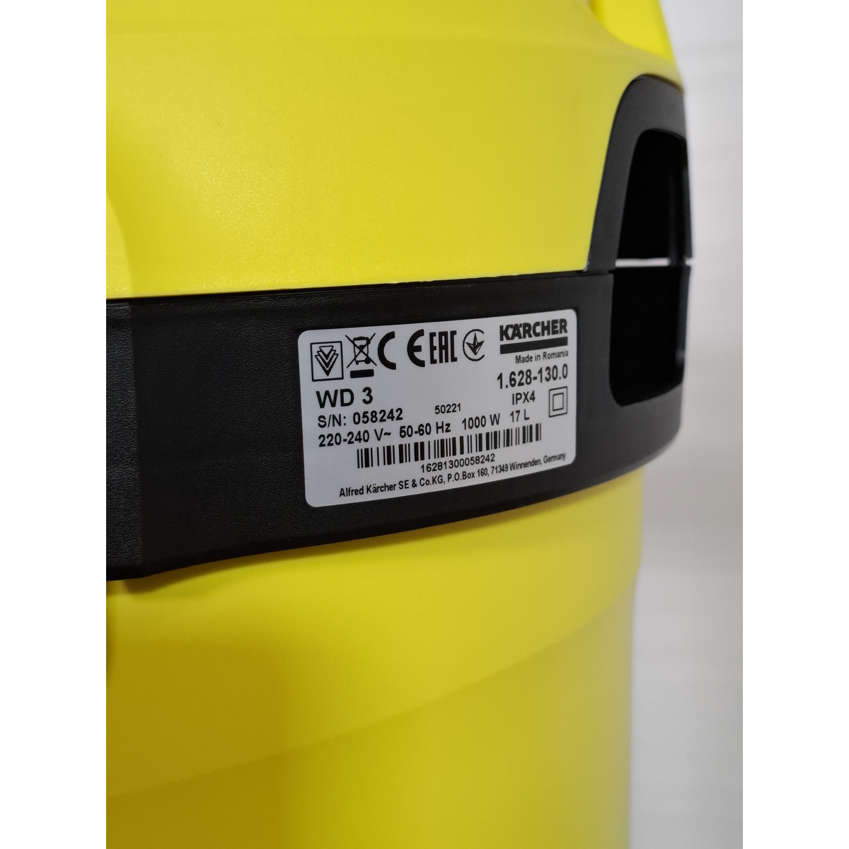 Строительный пылесос Karcher WD 3 V-17 / 4 / 20 (Цвет: Yellow)