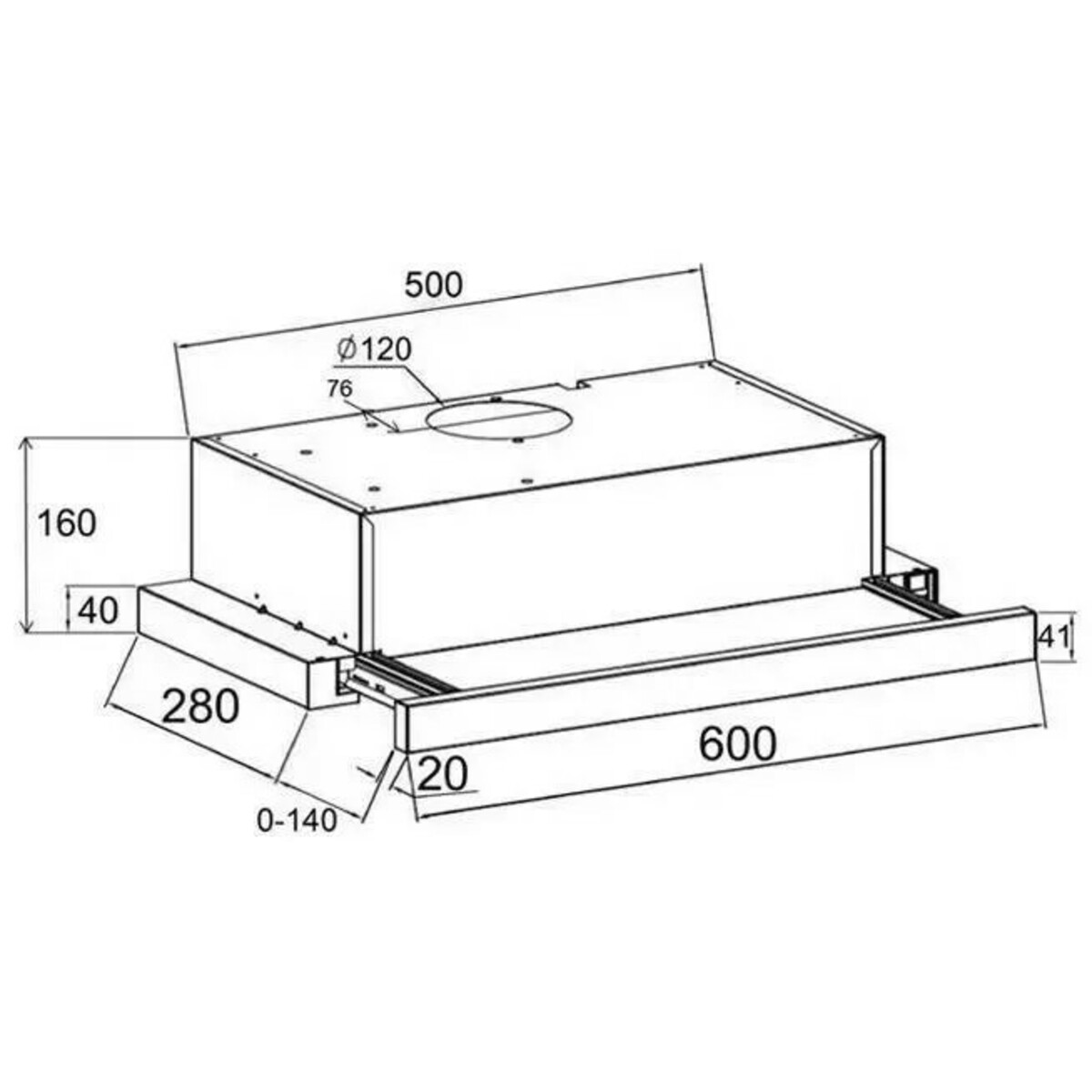 Вытяжка встраиваемая Lex Hubble 2M 600 IX (Цвет: Inox)