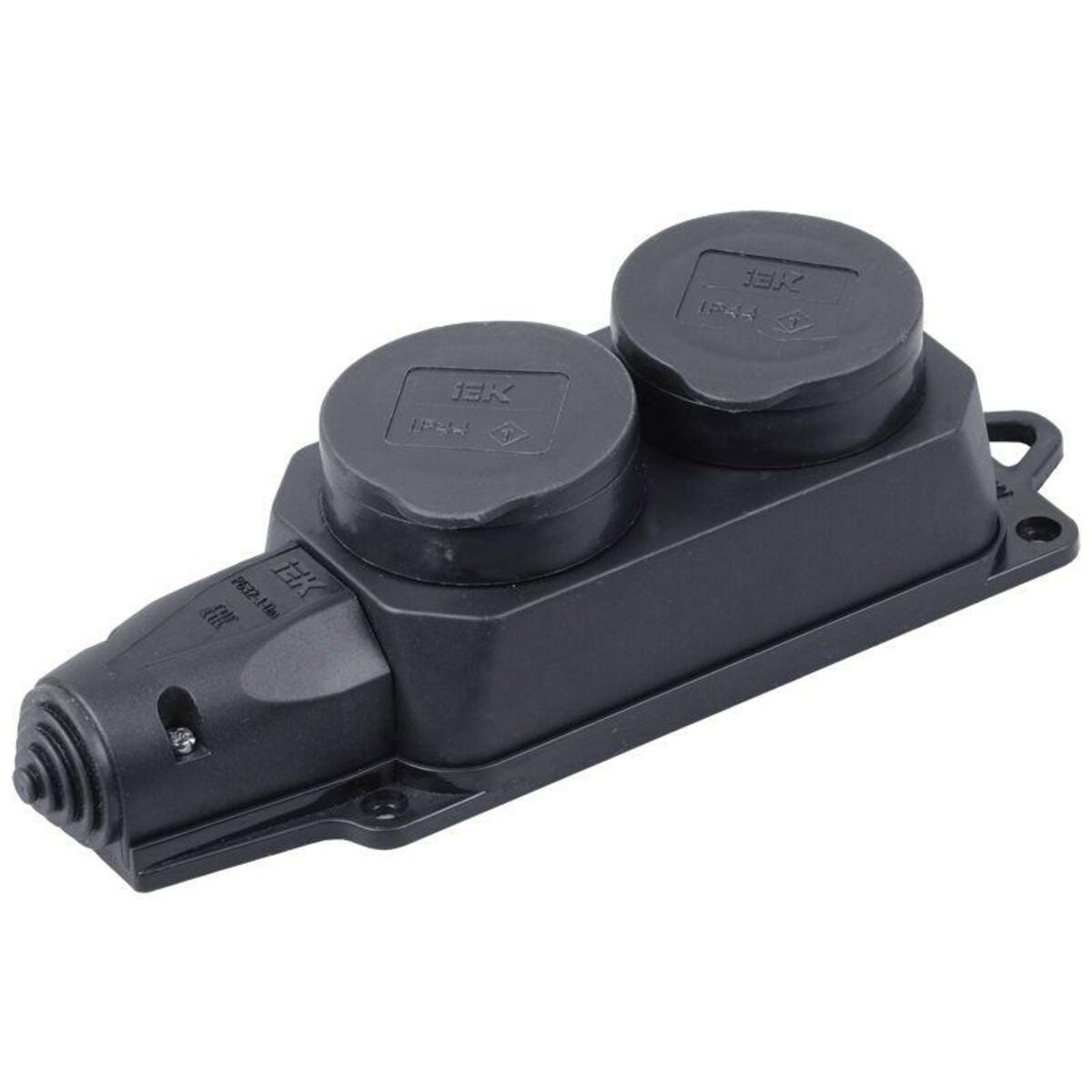 Колодка IEK PKR62-016-2-K02 Омега (2 розетки) (Цвет: Black)