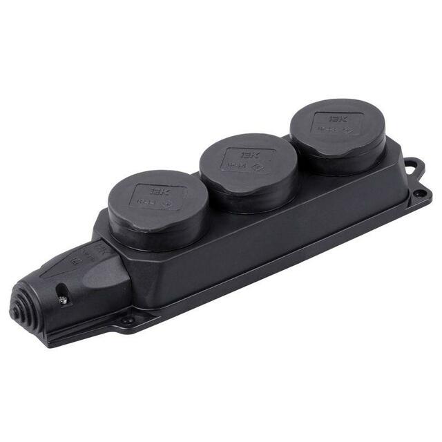 Колодка IEK PKR61-016-2-K02 Омега (3 розетки) (Цвет: Black)
