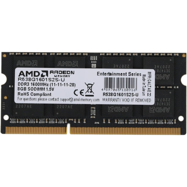 Память DDR3 8Gb 1600MHz AMD R538G1601S2S-U RTL PC3-12800 CL11 SO-DIMM 204-pin 1.5В