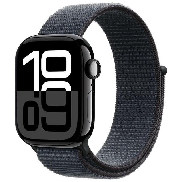 Умные часы Apple Watch Series 10 46mm Aluminum Case with Sport Loop (Цвет: Jet Black / Ink)