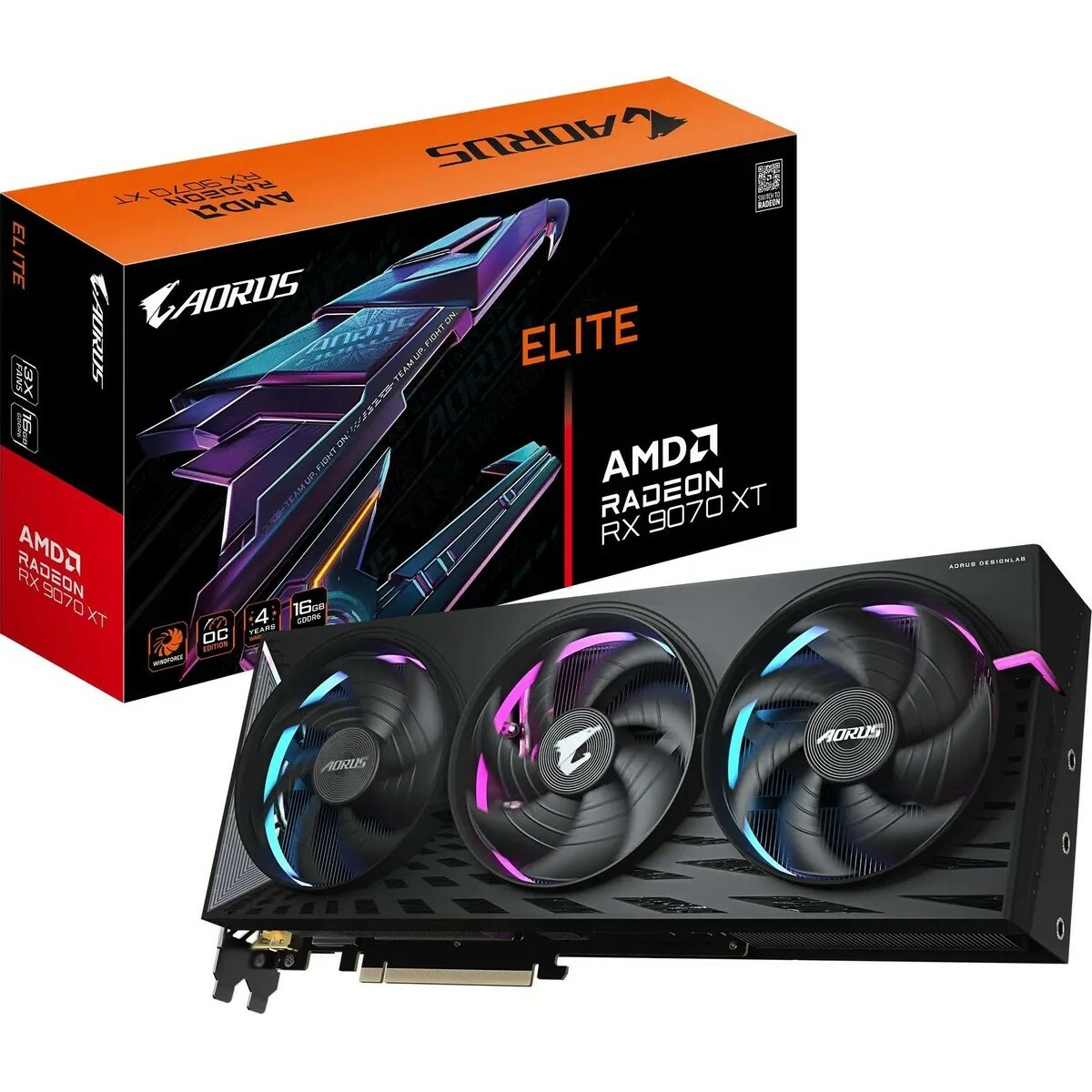 Видеокарта GIGABYTE AORUS Radeon RX 9070 XT ELITE OC 16G (GV-R9070XT AORUS E-16GD 1.0)