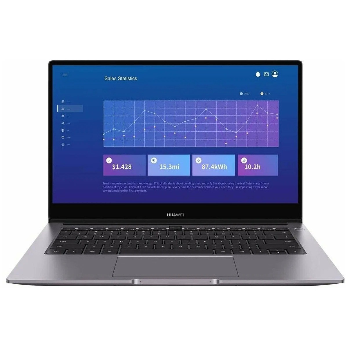 Ноутбук Huawei MateBook B3-520 Core i5 1135G7 8Gb SSD512Gb Intel Iris Xe graphics 15.6 IPS FHD (1920x1080) Windows 10 Professional grey WiFi BT Cam