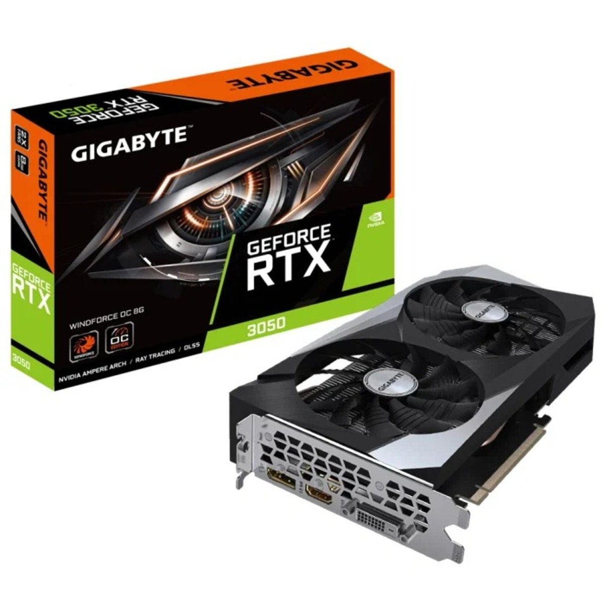 Видеокарта GIGABYTE GeForce RTX 3050 WINDFORCE OC 8G (GV-N3050WF2OC-8GD)