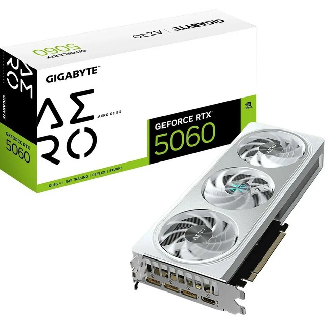 Видеокарта GIGABYTE GeForce RTX 5060 AERO OC 8G (GV-N5060AERO OC-8GD) Видеокарта GIGABYTE GeForce RTX 5060 AERO OC 8G (GV-N5060AERO OC-8GD)