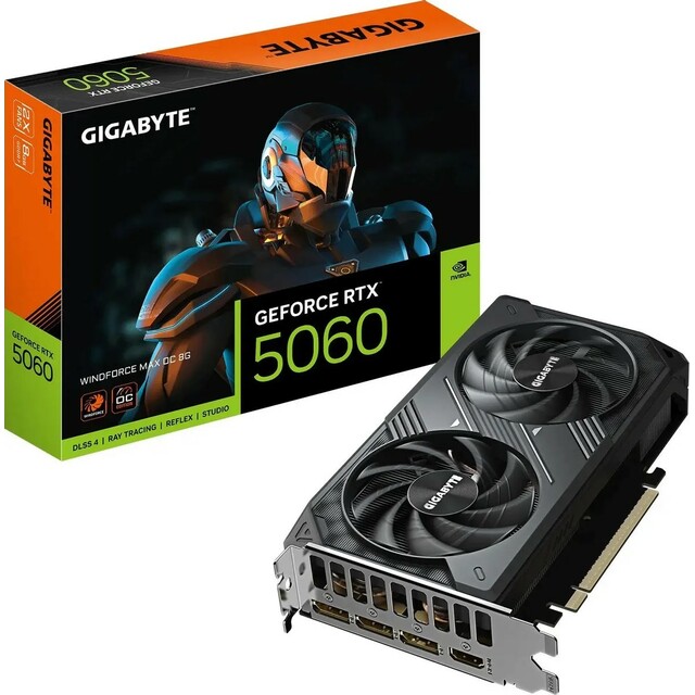 Видеокарта GIGABYTE GeForce RTX 5060 WINDFORCE MAX OC 8G (GV-N5060WF2MAX OC-8GD) Видеокарта GIGABYTE GeForce RTX 5060 WINDFORCE MAX OC 8G (GV-N5060WF2MAX OC-8GD)