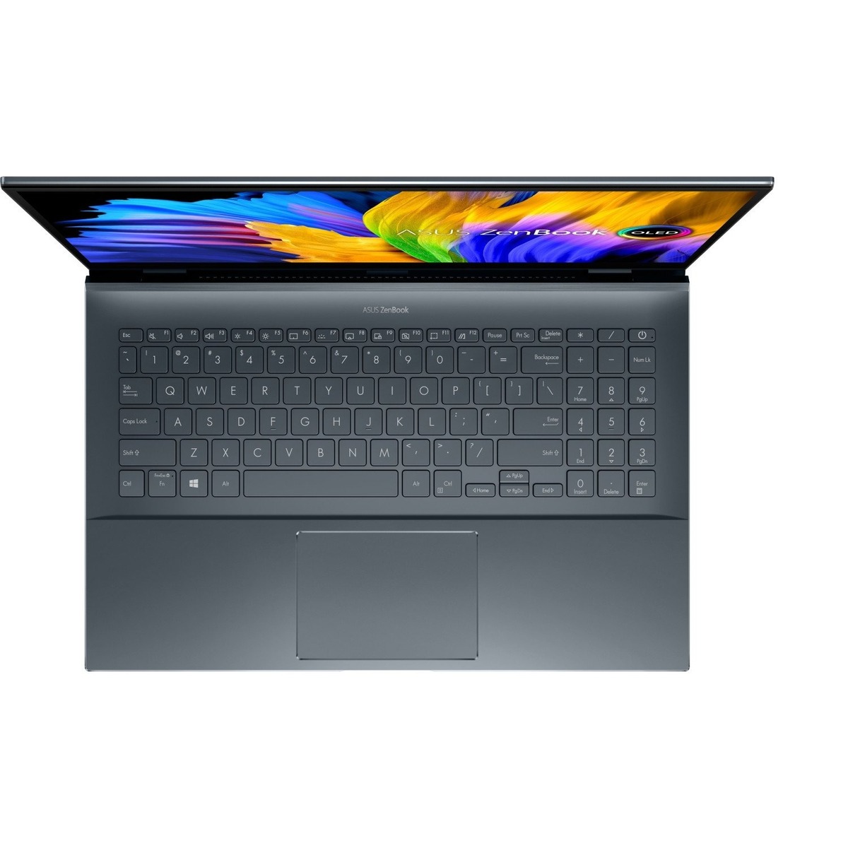 Ноутбук Asus ZenBook Pro 15 UM535QE-KY247W (AMD Ryzen 7 5800H 3.2Ghz / 16Gb DDR4 / SSD 512G / NVIDIA GeForce RTX 3050 Ti / 15.6“ / OLED / FHD (1920х1080) / Windows 11 Home / pine grey / WiFi / BT / Cam)