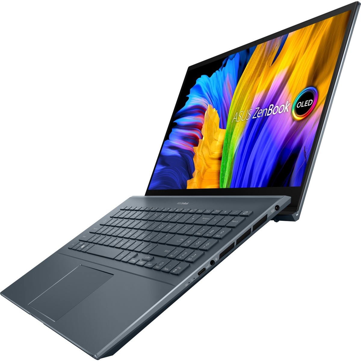 Ноутбук Asus ZenBook Pro 15 UM535QE-KY247W (AMD Ryzen 7 5800H 3.2Ghz / 16Gb DDR4 / SSD 512G / NVIDIA GeForce RTX 3050 Ti / 15.6“ / OLED / FHD (1920х1080) / Windows 11 Home / pine grey / WiFi / BT / Cam)