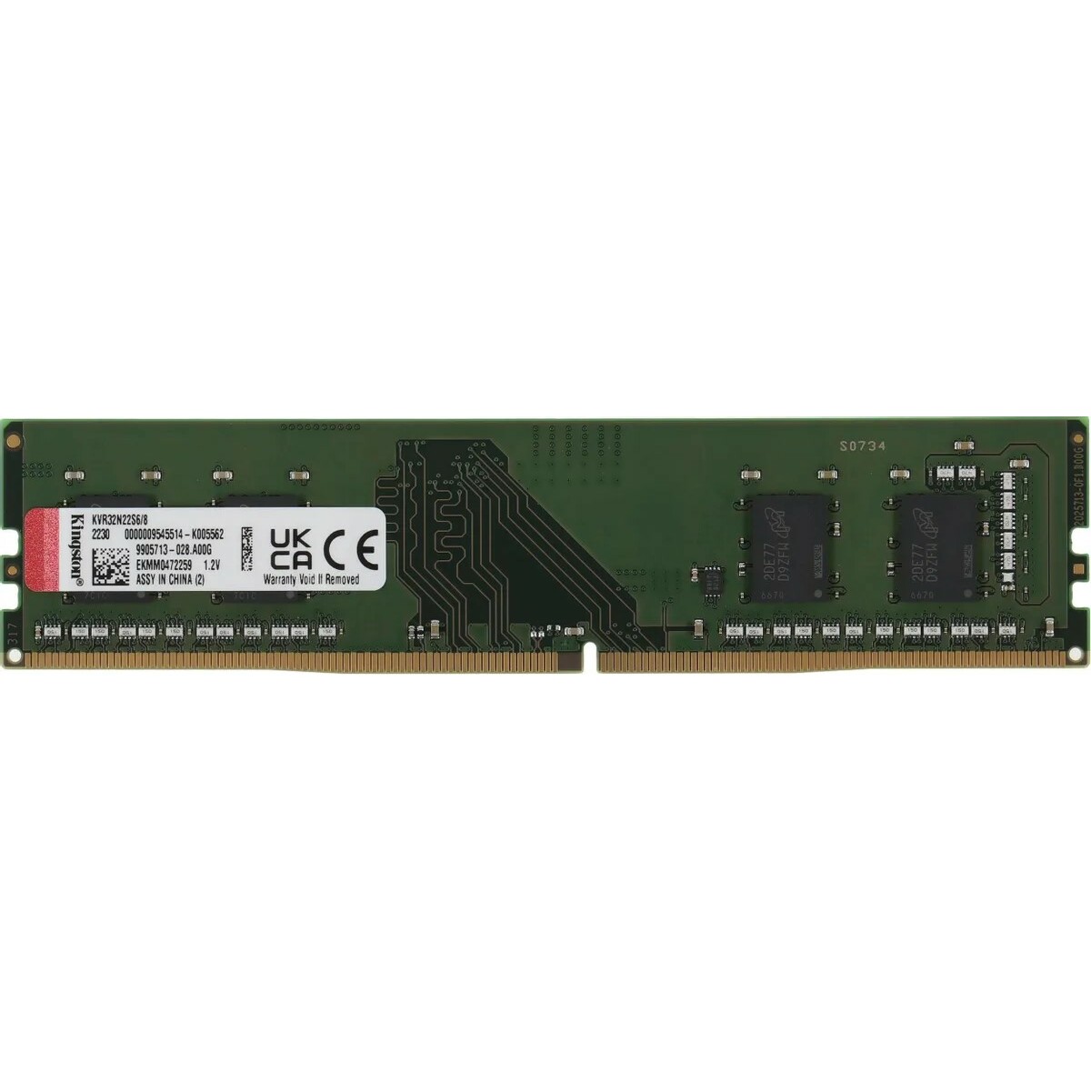 Память DDR4 8Gb 3200MHz Kingston KVR32N22S6/8