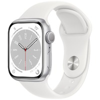 Умные часы Apple Watch Series 8 45mm Cellular Stainless Steel Case with Sport Band (Цвет: Silver/White)