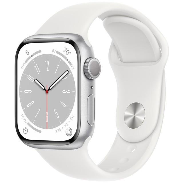 Умные часы Apple Watch Series 8 45mm Cellular Stainless Steel Case with Sport Band (Цвет: Silver / White)