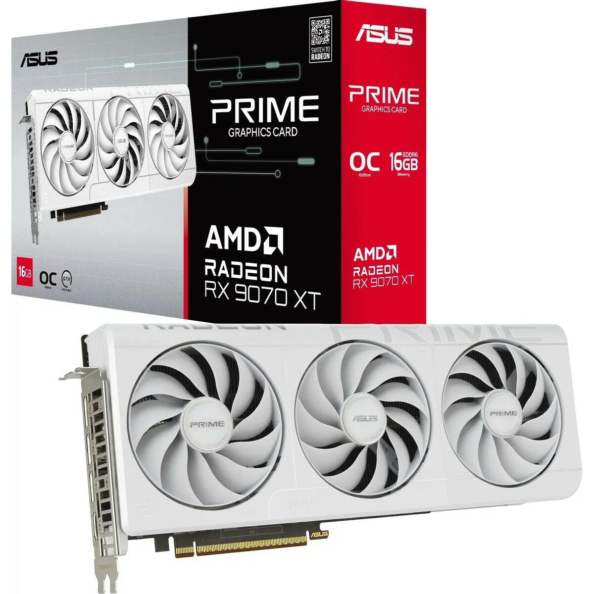 Видеокарта Asus Radeon RX 9070XT PRIME OC 16Gb (PRIME-RX9070XT-O16GWHITE)