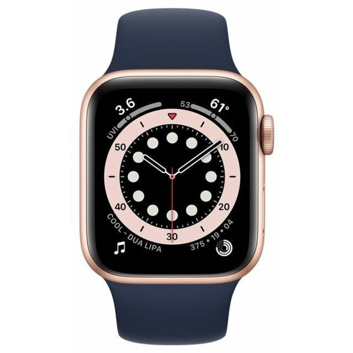 Умные часы Apple Watch Series 6 GPS 44mm Stainless Steel Case with Sport Band (Цвет: Gold /  Deep Navy)