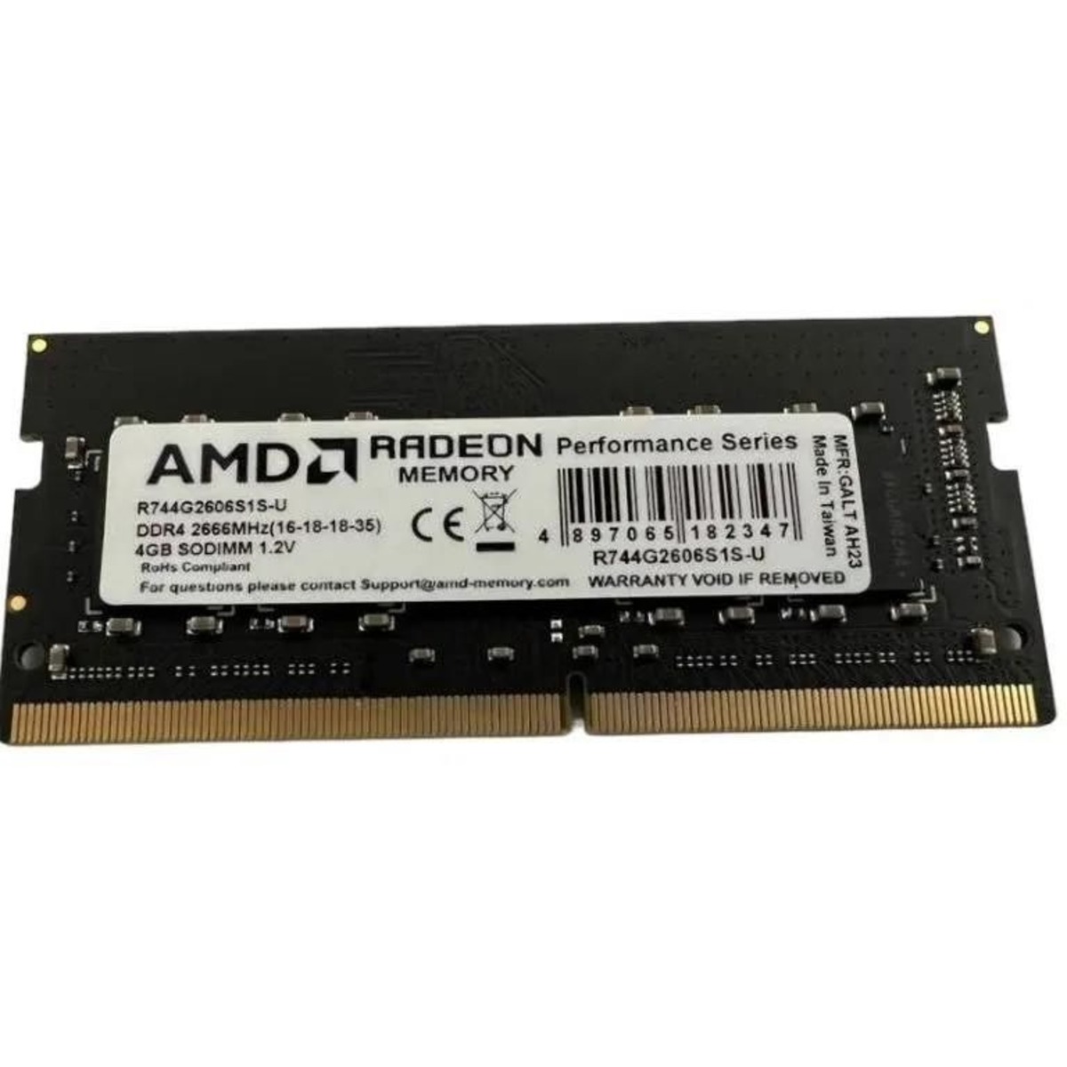 Память DDR4 4Gb 2666MHz AMD R744G2606S1S-U Radeon R7 Performance Series RTL PC4-21300 CL16 SO-DIMM 260-pin 1.2В